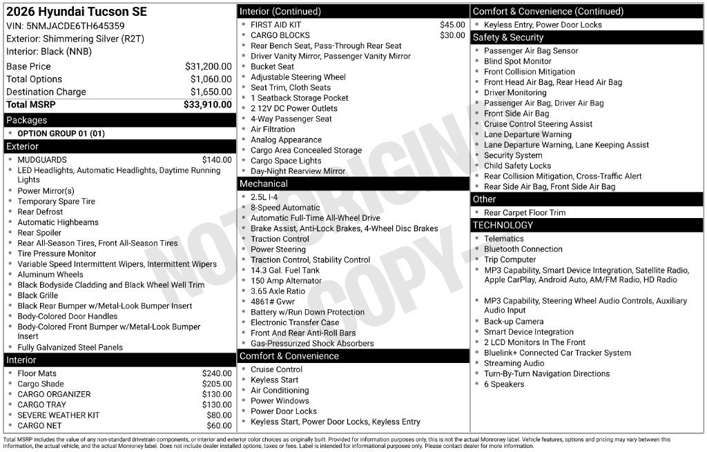 New 2026 Hyundai Tucson SE AWD/4WD image 29