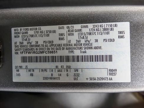 Used 2021 Ford F150 Raptor w/ Equipment Group 801A High AWD/4WD image 35