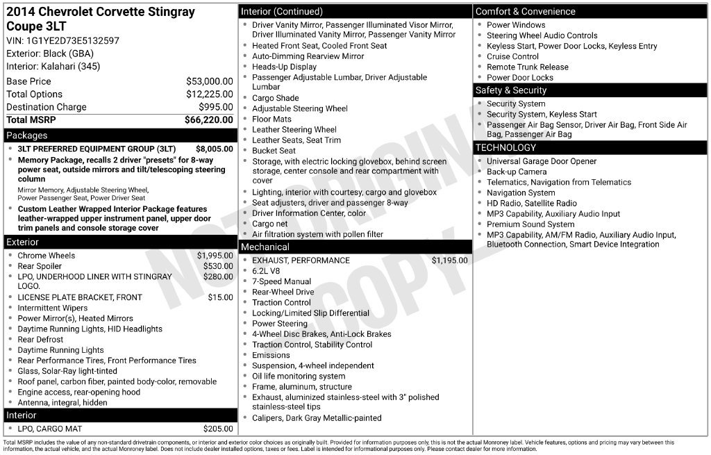 Used 2014 Chevrolet Corvette Stingray Coupe w/ 3LT Preferred Equipment Group RWD image 5