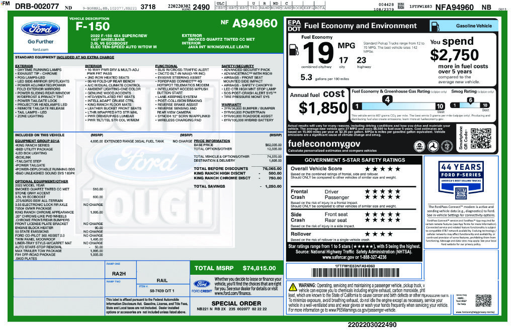 Used 2022 Ford F150 King Ranch w/ Equipment Group 601A High AWD/4WD image 30