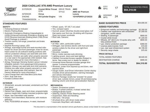 Certified 2020 Cadillac XT6 Premium Luxury AWD/4WD image 39
