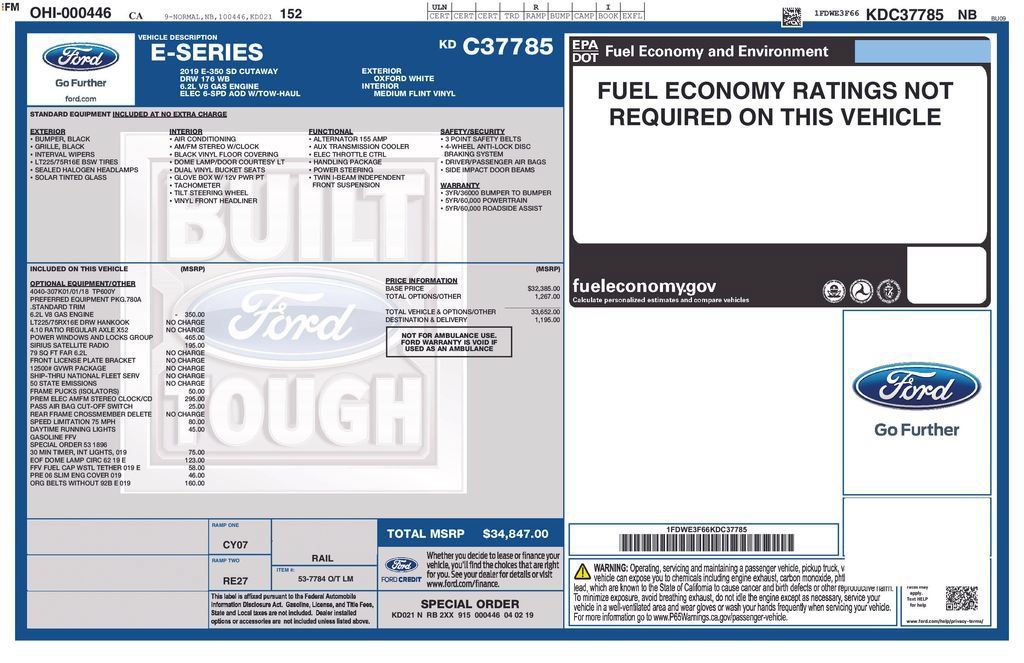 Used 2019 Ford E-350 and Econoline 350 Super Duty w/ Power Windows & Locks Group RWD image 9