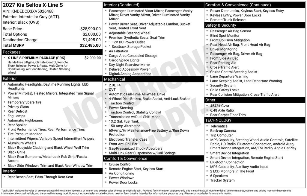 New 2027 Kia Seltos X-Line S w/ X-Line S Premium Package AWD/4WD image 11