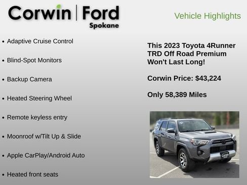 Used 2023 Toyota 4Runner TRD Off-Road Premium w/ Moonroof Package AWD/4WD image 6