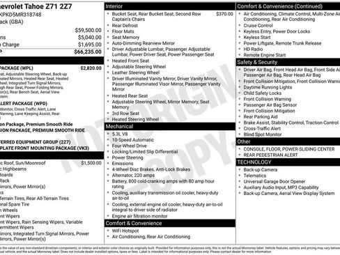 Used 2021 Chevrolet Tahoe Z71 w/ Luxury Package AWD/4WD image 46