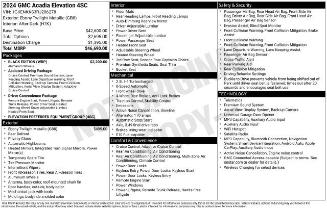 Used 2024 GMC Acadia Elevation w/ Black Edition FWD image 2