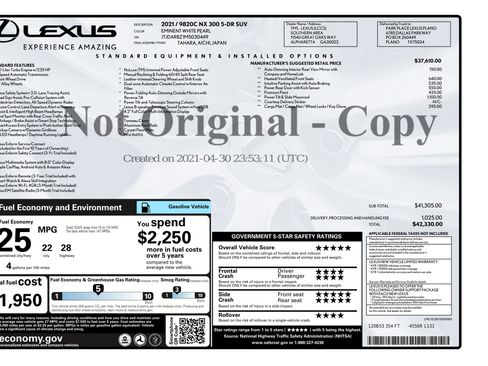 Used 2021 Lexus NX 300 FWD w/ Accessory Package image 3