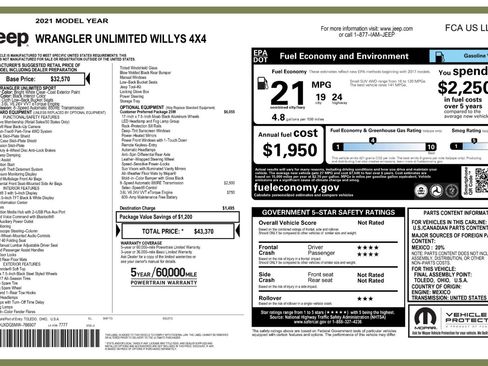 Used 2021 Jeep Wrangler Unlimited Sport image 51