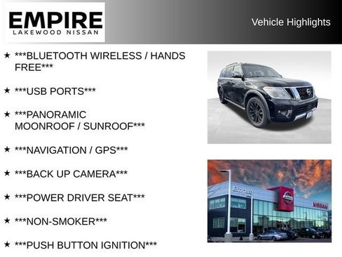 Used 2017 Nissan Armada Platinum w/ Captain Seat Package AWD/4WD image 2