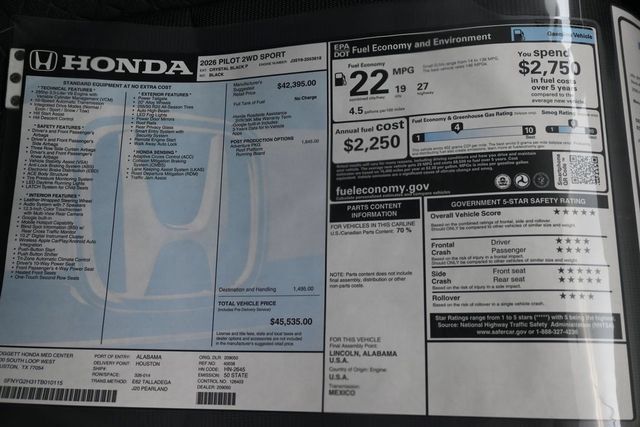 New 2026 Honda Pilot Sport image 26