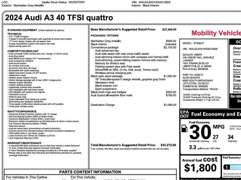 Used 2024 Audi A3 2.0T Premium w/ Convenience Package AWD/4WD image 3