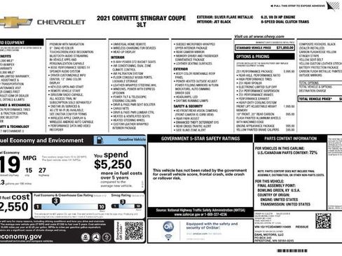 Used 2021 Chevrolet Corvette Stingray Premium Cpe w/ Z51 Performance Package image 5