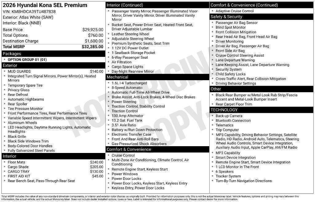 New 2026 Hyundai Kona SEL Premium AWD/4WD image 95