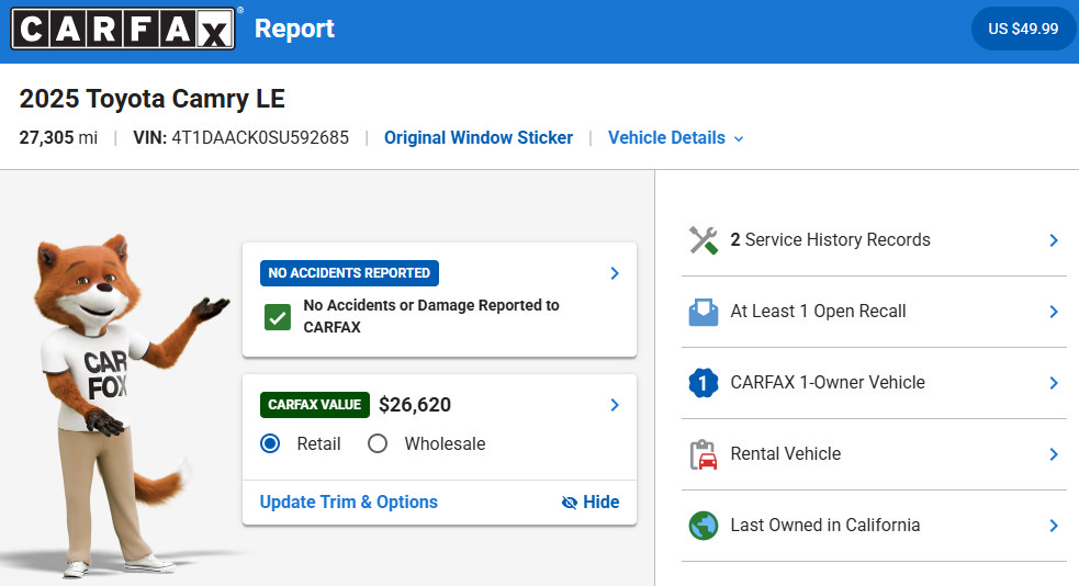Used 2025 Toyota Camry LE FWD image 32