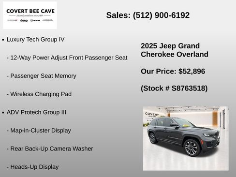 New 2025 Jeep Grand Cherokee Overland w/ Adv Protech Group III AWD/4WD image 13