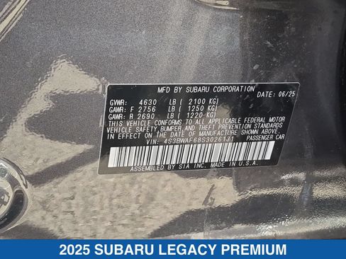 Certified 2025 Subaru Legacy Premium AWD/4WD image 28