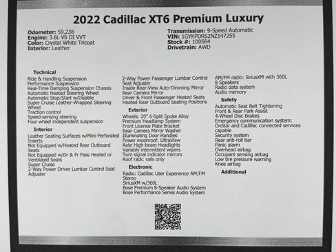 Used 2022 Cadillac XT6 Premium Luxury w/ Technology Package AWD/4WD image 49
