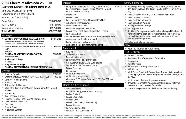 New 2026 Chevrolet Silverado 2500 Custom w/ Custom Convenience Package AWD/4WD image 4