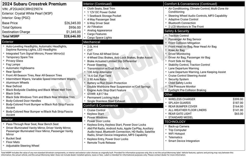 Certified 2024 Subaru Crosstrek 2.0i Premium AWD/4WD image 32