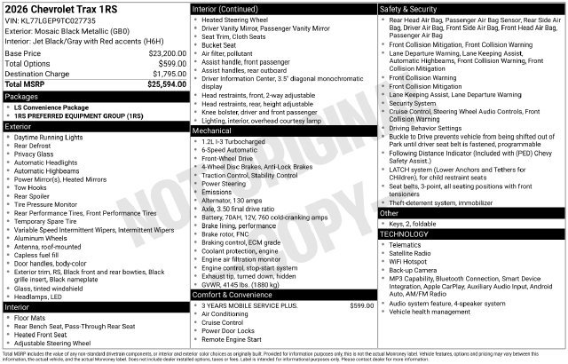 Used 2026 Chevrolet Trax RS FWD image 4