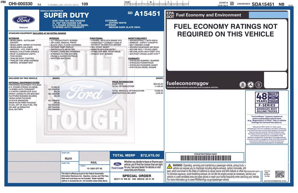New 2025 Ford F550 4x4 Regular Cab Super Duty w/ Snow Plow Prep Package image 10