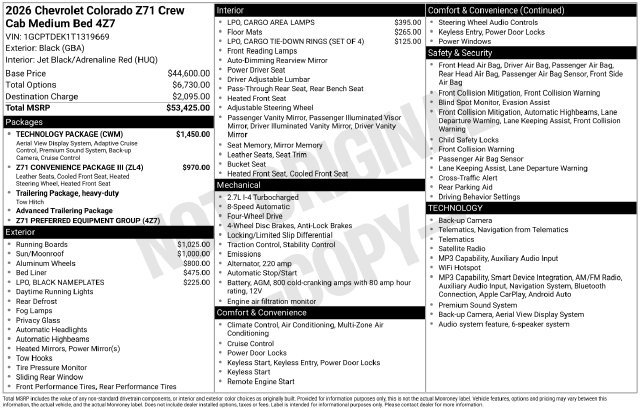 New 2026 Chevrolet Colorado Z71 w/ Technology Package AWD/4WD image 34