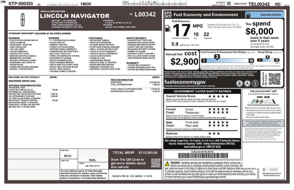 Used 2026 Lincoln Navigator L Reserve w/ Jet Appearance Package AWD/4WD image 7