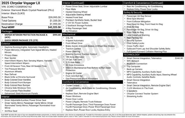 Used 2025 Chrysler Voyager LX FWD image 54