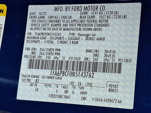 Used 2022 Ford Mustang GT Premium w/ Equipment Group 401A RWD image 26