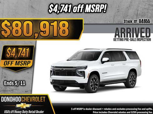 New 2026 Chevrolet Suburban RST w/ RST Capability Package AWD/4WD image 1