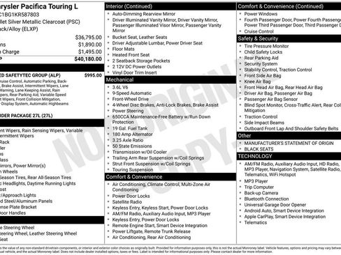 Used 2019 Chrysler Pacifica Touring-L w/ Advanced Safetytec Group image 14