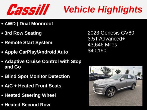 Used 2023 Genesis GV80 3.5T Advanced + AWD/4WD image 3