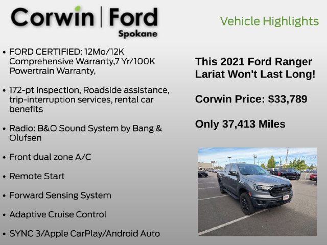 Used 2021 Ford Ranger Lariat w/ Equipment Group 501A High AWD/4WD image 13