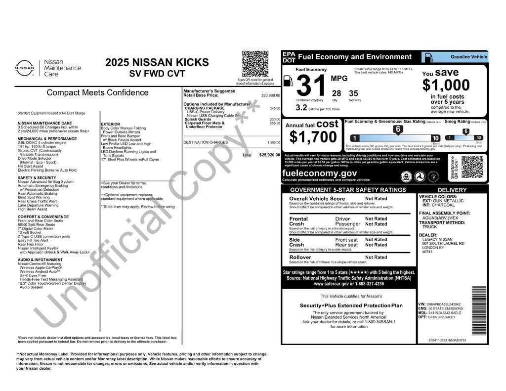 Certified 2025 Nissan Kicks SV w/ Charging Package FWD image 31