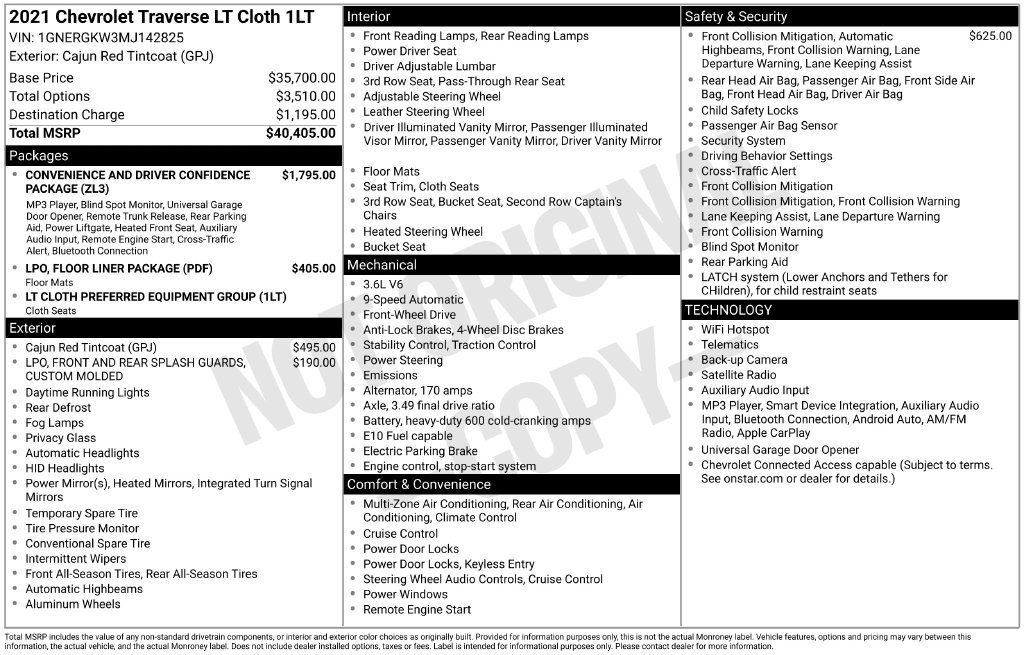 Used 2021 Chevrolet Traverse LT FWD image 20
