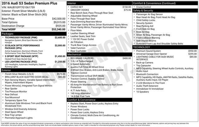 Used 2016 Audi S3 Premium Plus w/ Technology Package AWD/4WD image 30
