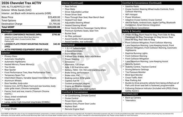 New 2026 Chevrolet Trax ACTIV w/ Driver Confidence Package FWD image 29