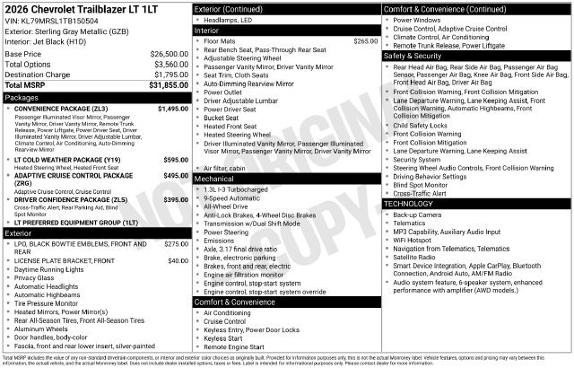 Used 2026 Chevrolet TrailBlazer LT w/ Convenience Package AWD/4WD image 2