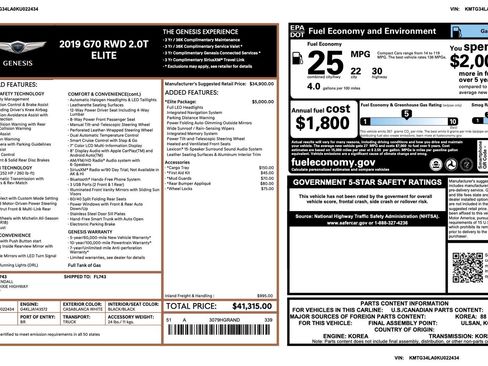 Used 2019 Genesis G70 2.0T Advanced w/ Elite Package image 3