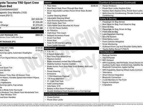 Used 2021 Toyota Tacoma TRD Sport w/ Technology Package AWD/4WD image 28