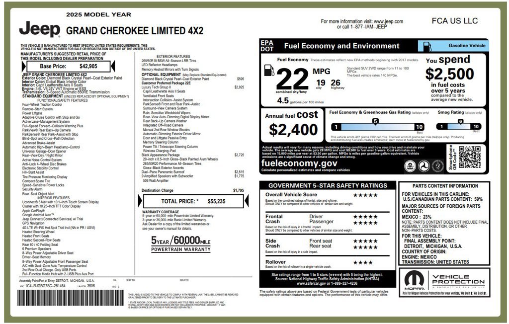 Used 2025 Jeep Grand Cherokee Limited w/ Luxury Tech Group II RWD image 3