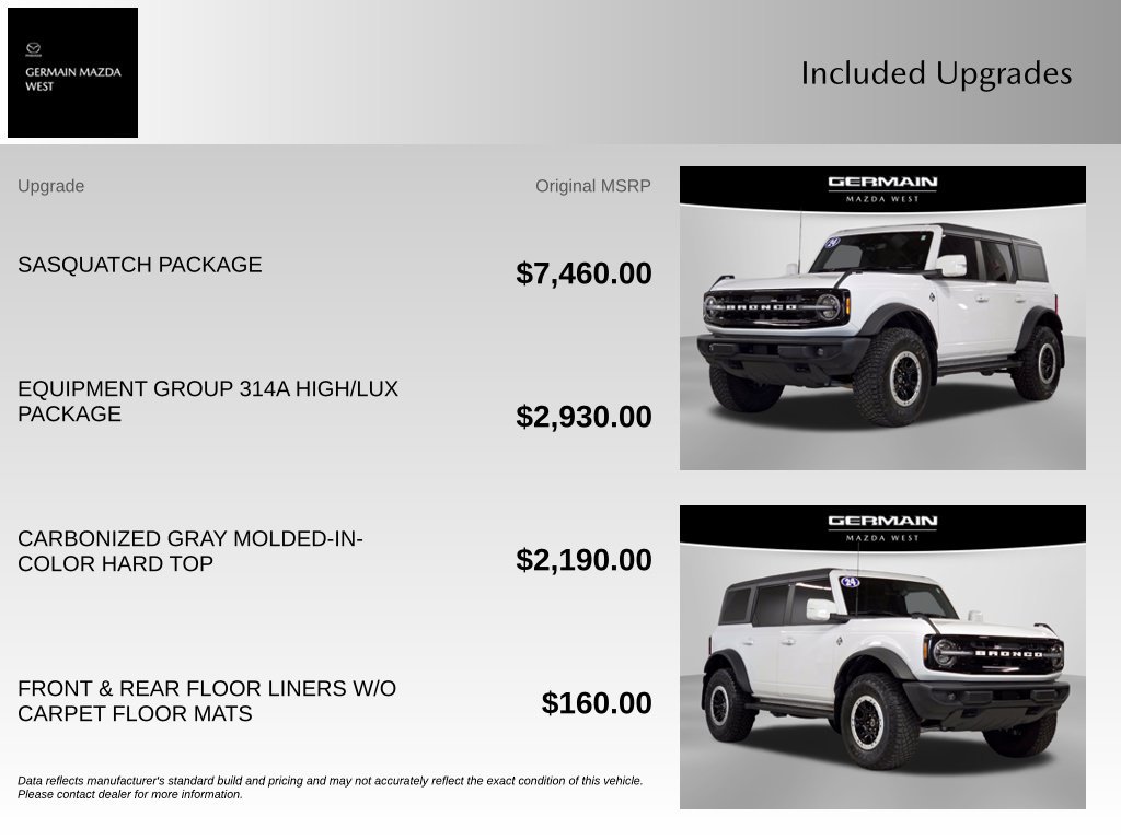 Used 2024 Ford Bronco Outer Banks w/ Sasquatch Package AWD/4WD image 9