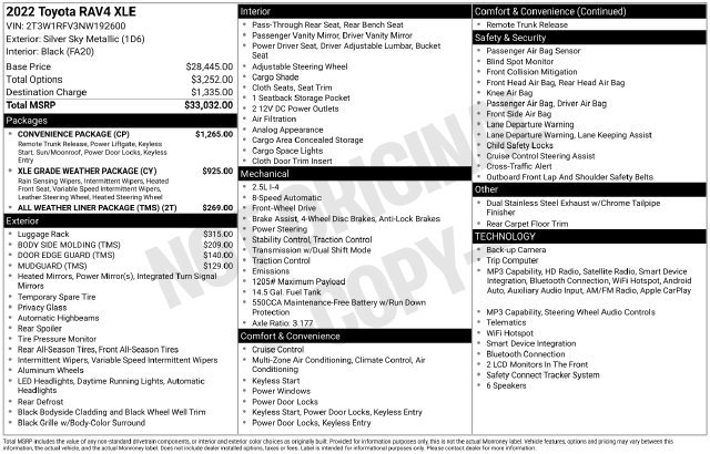 Used 2022 Toyota RAV4 XLE w/ Convenience Package FWD image 25