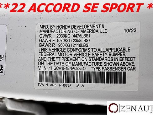 Used 2022 Honda Accord Sport Special Edition image 66