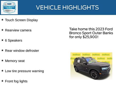 Certified 2023 Ford Bronco Sport Outer Banks AWD/4WD image 22