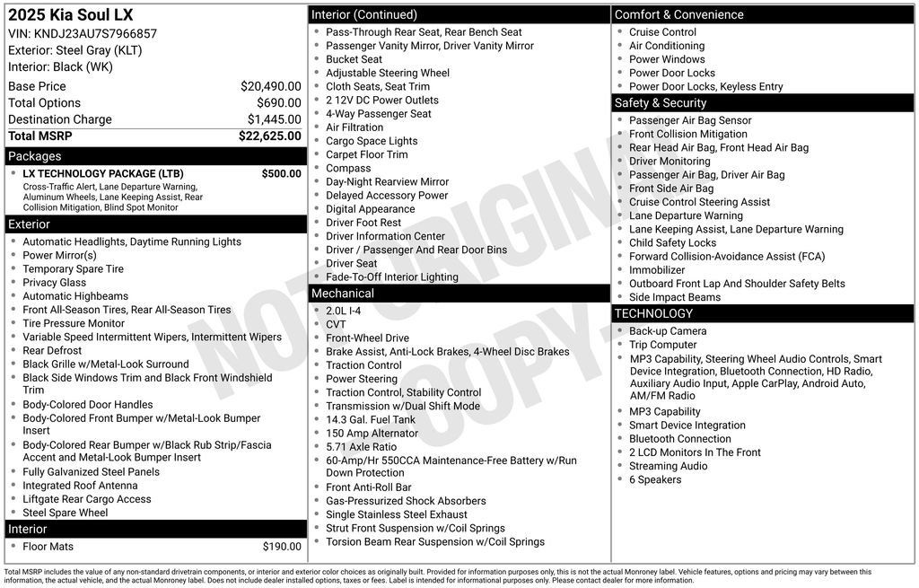 Used 2025 Kia Soul LX w/ LX Technology Package FWD image 4
