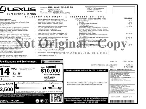 Used 2020 Lexus LX 570 4WD w/ Sport Package image 3