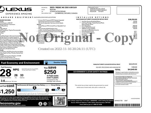 Used 2022 Lexus NX 250 FWD w/ Cold Area Package image 3