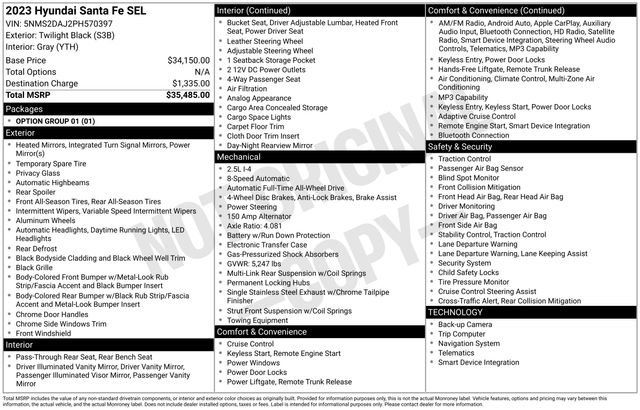 Certified 2023 Hyundai Santa Fe SEL AWD/4WD image 32