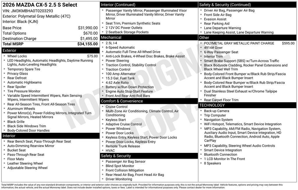New 2026 MAZDA CX-5 Select AWD/4WD image 35